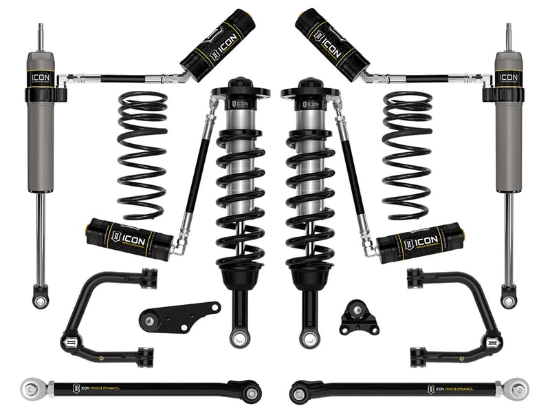 icon 2024-2025 toyota tacoma 1.25-3" lift, stage 7 suspension system, tubular, overland rear springs k53297tx