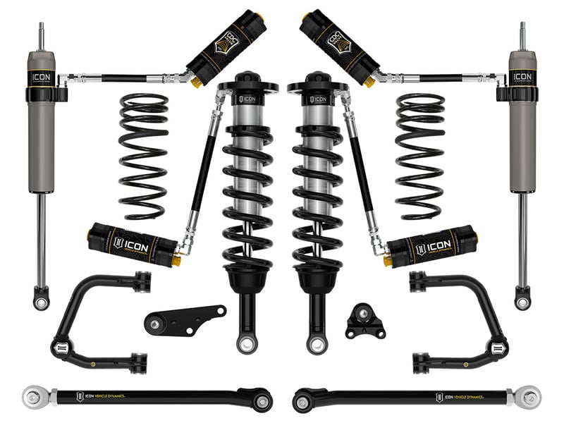 icon 2024-2025 toyota tacoma 1.25-3" lift, stage 8 suspension system, tubular, triple rate rear springs k53298ts