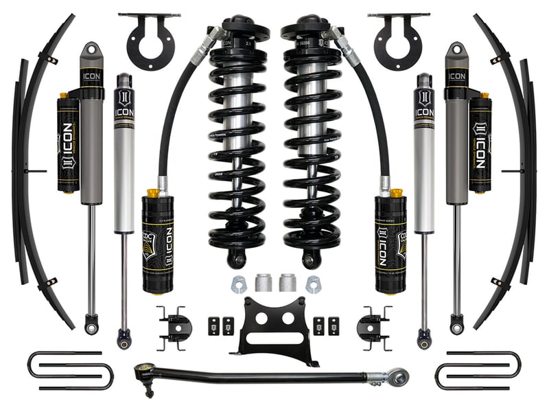 icon 17-22 ford f250/f350, 2.5-3" lift, stage 4 coilover system w/ leaf springs k63144l