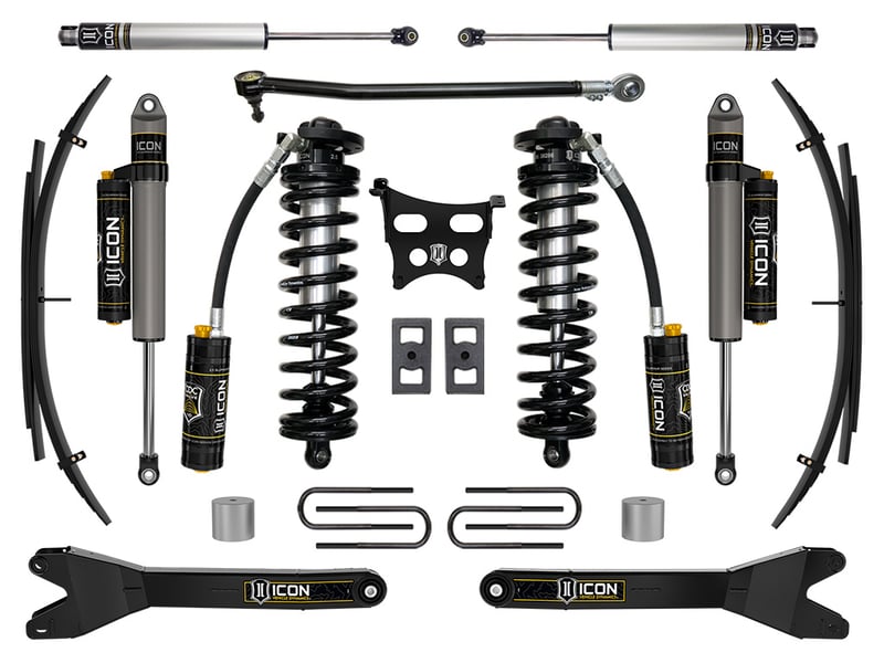 icon 2023 ford f-250/f-350 super duty 4wd, 2.5-3" lift, stage 4 coilover conversion system with radius arms and expansion packs k63164rl