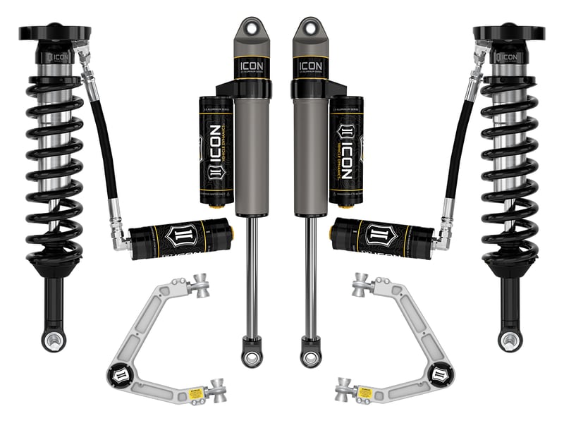 icon 2023-2024 gmc canyon at4, denali, & elevation/chevrolet colorado trail boss, 1.75-2.5" lift, stage 4 suspension system w/ billet upper control arms k73084