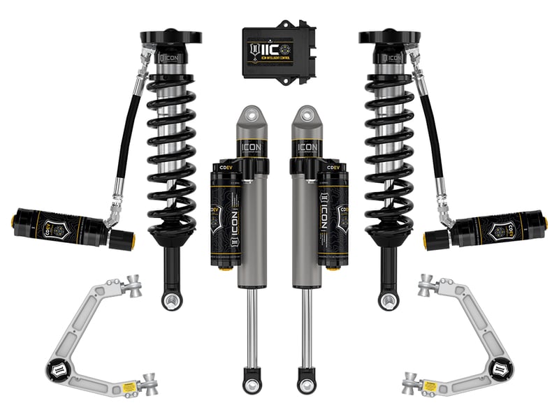 icon 2023-2024 gmc canyon at4, denali, & elevation/chevrolet colorado trail boss, 1.75-2.5" lift, stage 6 suspension system, billet k73086