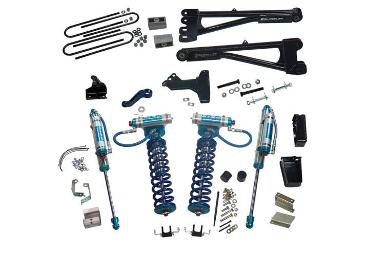 superlift 11-16 ford f-250/f-350 sd 4wd 6in lift kit w/repl radius arms & king coilovers rear shocks k989kg