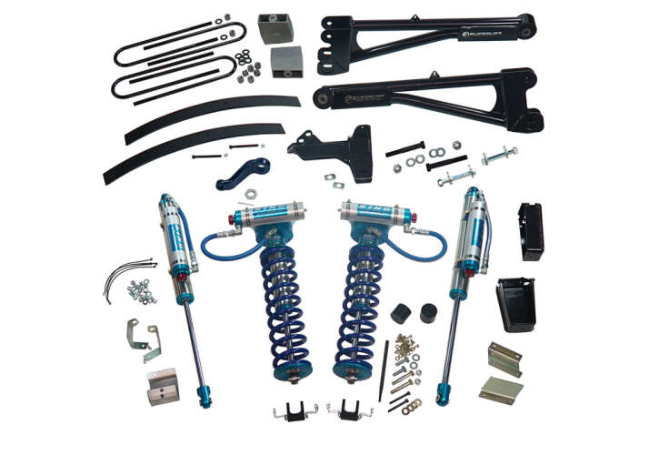 superlift 11-16 ford f-250/f-350 sd 4wd 8in lift kit w/repl radius arms & king coilovers rear shocks k991kg