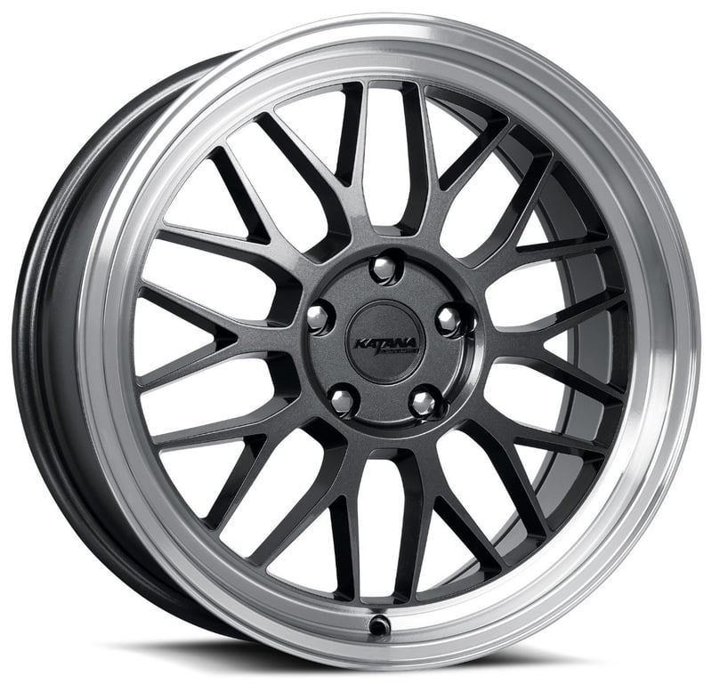 18x8 katana racing kr06 gloss gunmetal machined lip 5x100 40mm