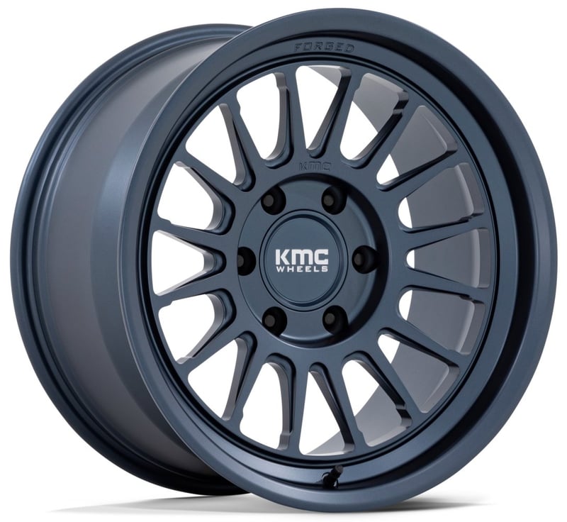 (clearance - no returns) 17x8.5 kmc km447 impact forged monoblock metallic blue 6x135 0mm