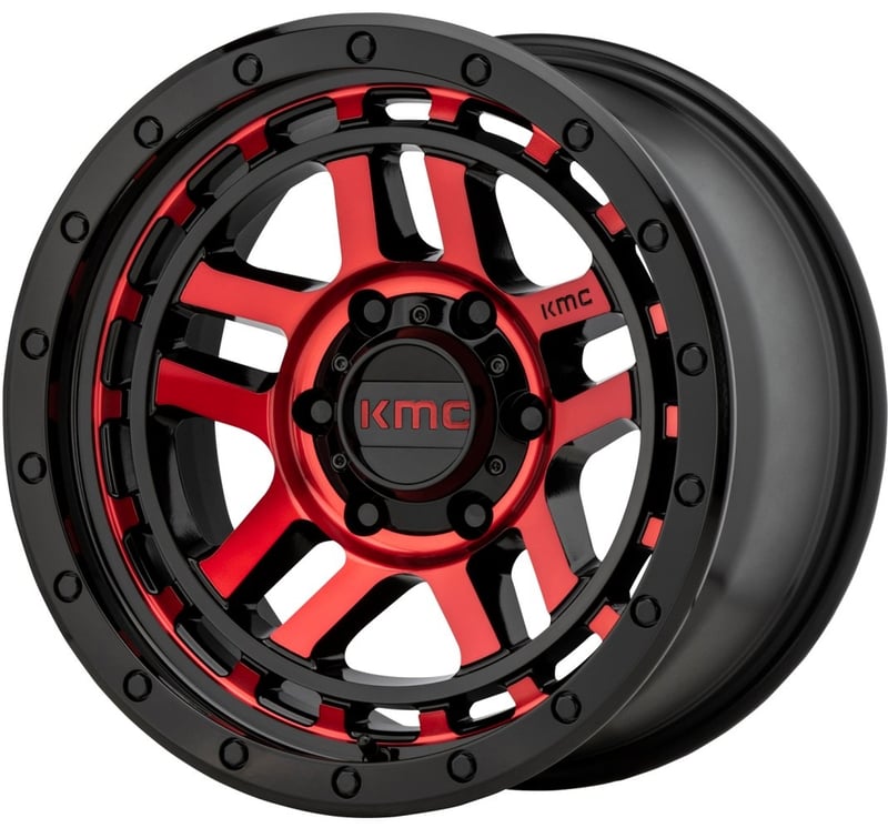 17x8.5 kmc km540 recon gloss black machined w/ red tint 6x5.5/139.7 18mm