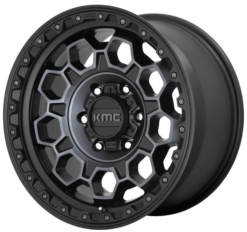 17x9 kmc km545 satin black w/ gray tint 6x5.5/139.7 -12mm