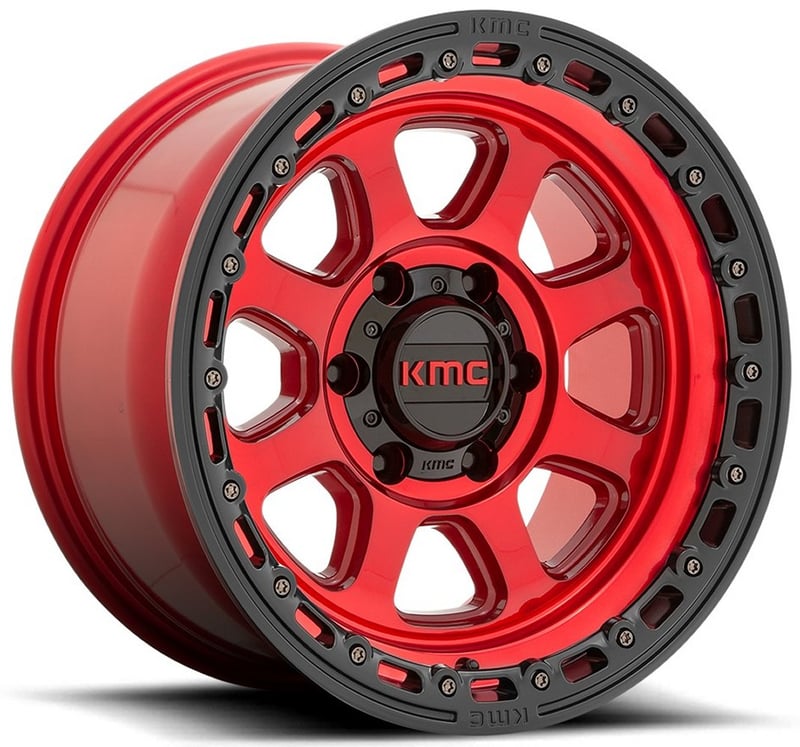 (clearance - no returns) 20x9 kmc km548 chase candy red w/ black lip 6x5.5/139.7 18mm