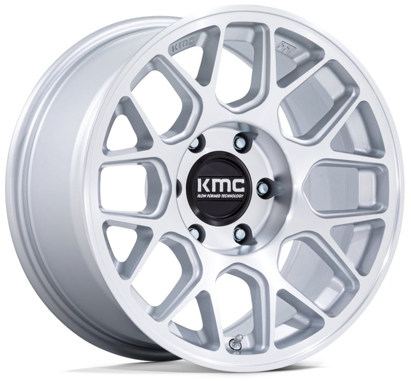17x8.5 kmc km730 hatchet gloss silver machined 6x120 25mm