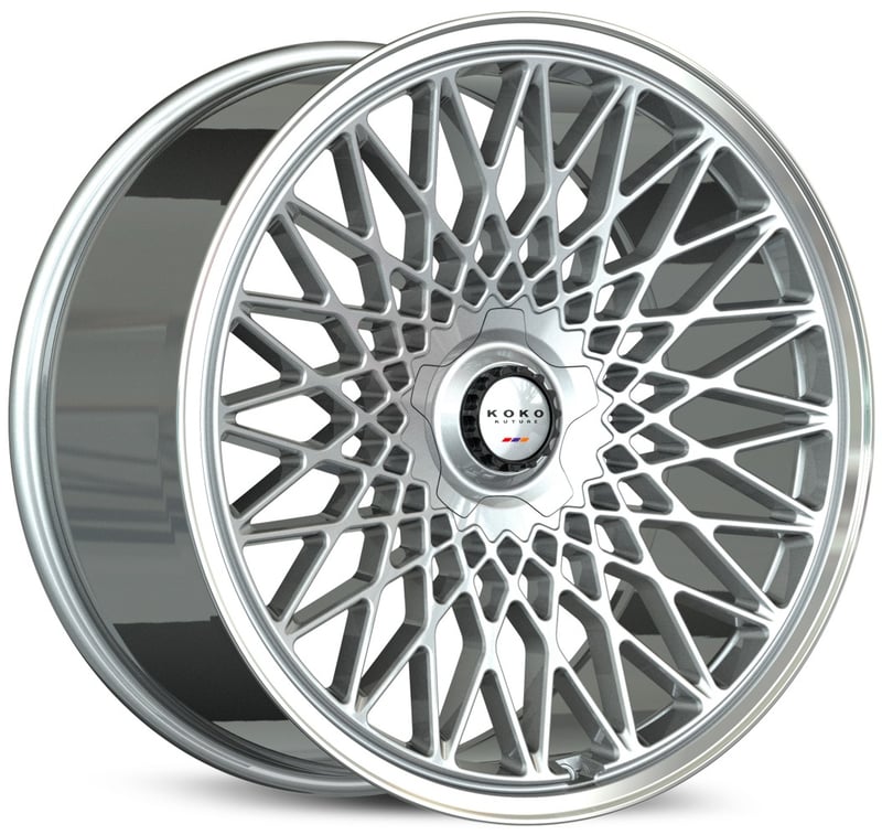 24x10 koko kuture classica silver machined w/ polished lip (flow formed) 5x112 5x120 22mm