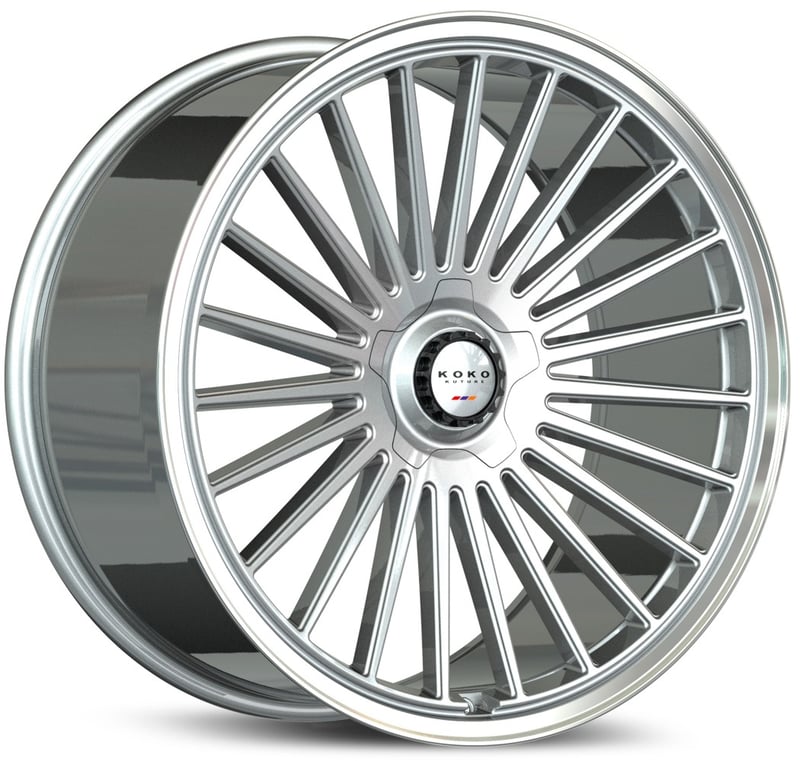 24x10 koko kuture parlato silver machine w/ polished lip (flow formed) 6x135 6x5.5/139.7 30mm
