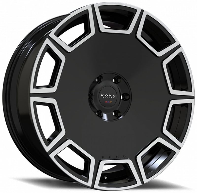 22x9 koko kuture sicily gloss black machined 5x112 30mm