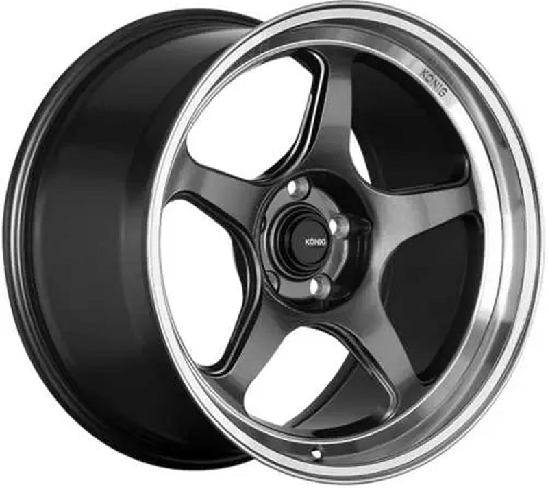 18x9 konig hyperspec anthracite metallic w/ machined lip (flow formed) 5x112 42mm