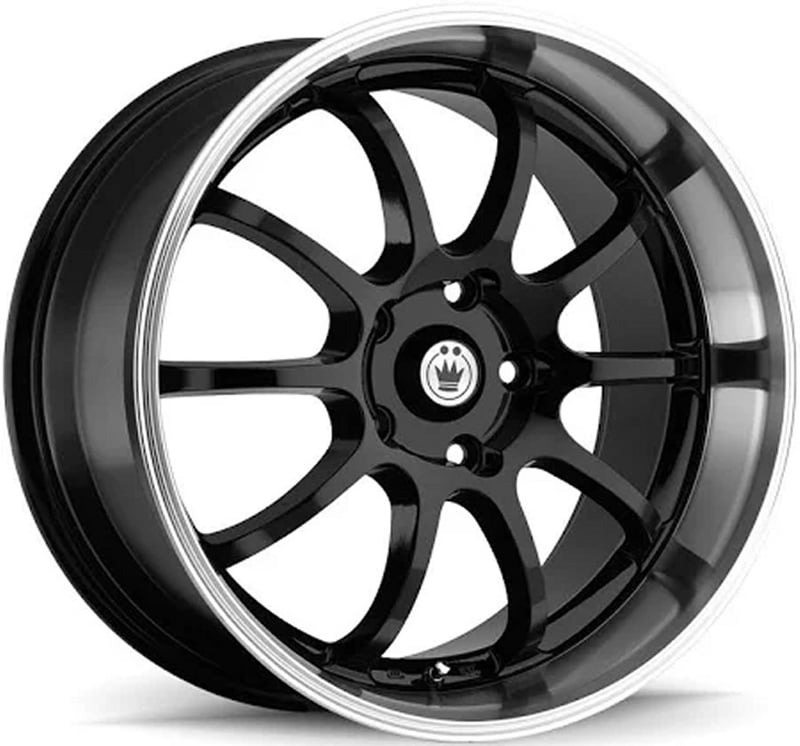 17x7 konig lightning gloss black w/ machined lip 5x100 5x4.5/114.3 40mm
