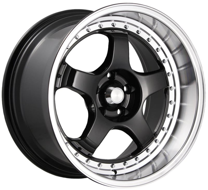 18x9 konig ssm gloss black w/ machined lip 5x100 42mm