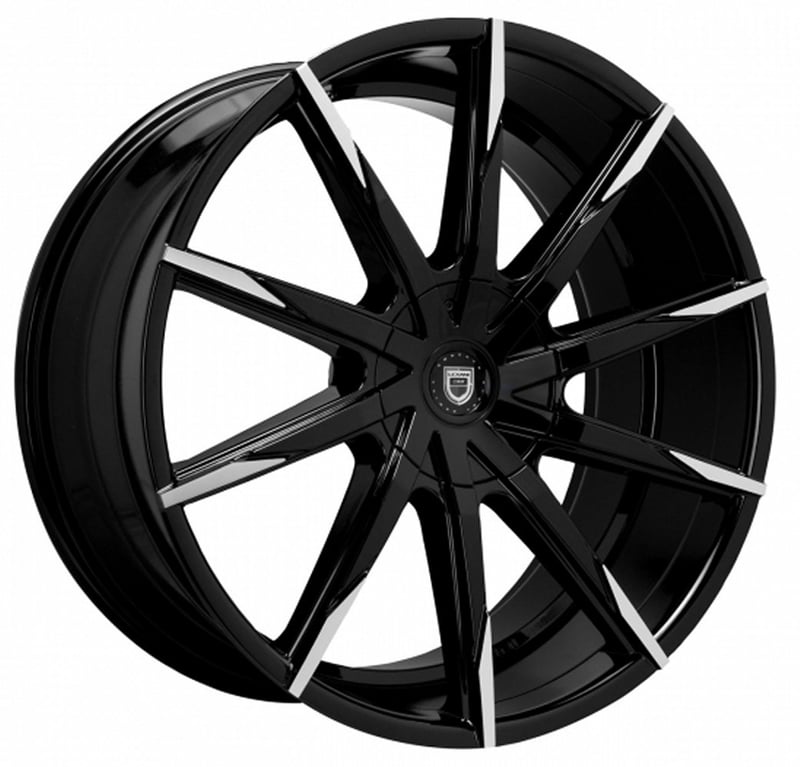 26x9.5 lexani css-15 gloss black machined tips w/ cap 6x135 6x5.5/139.7 30mm