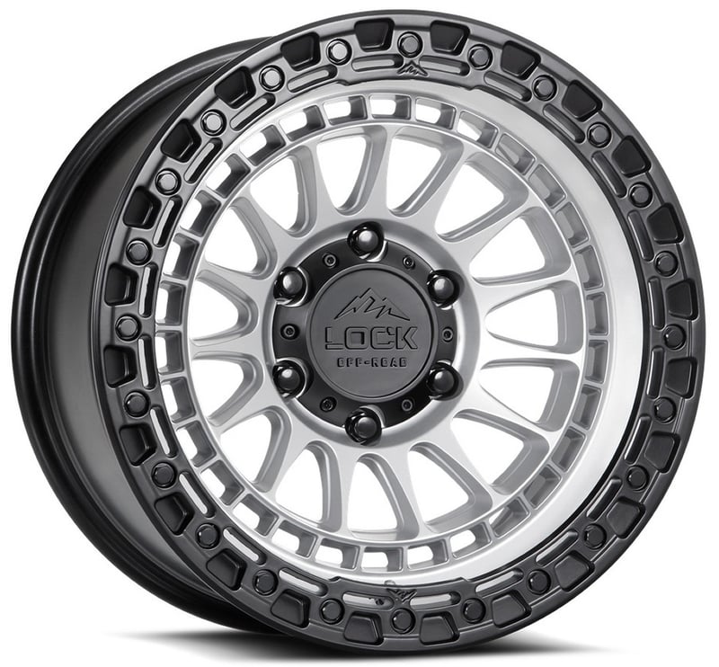 17x9 lock off-road mojave matte silver w/ matte black ring 8x180 -12mm