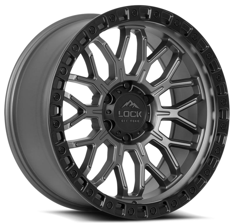 17x9 lock off-road combat matte grey w/ matte black ring 5x5/127 -12mm