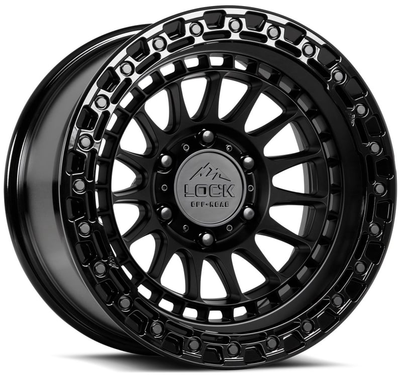 17x9 lock off-road mojave matte black w/ gloss black ring 8x6.5/165 -12mm