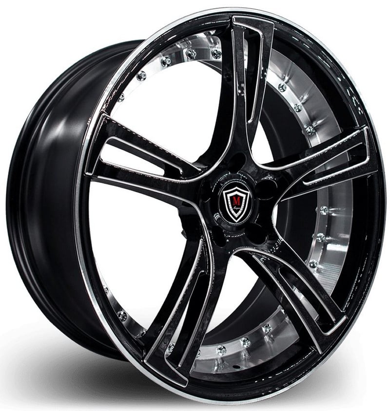 20x9 marquee m3247 gloss black milled & inner machined 5x115 15mm