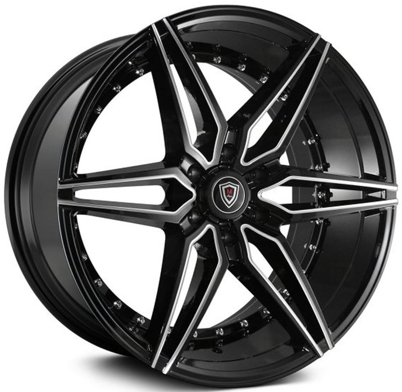 22x9.5 marquee m3259b gloss black milled 6x135 25mm