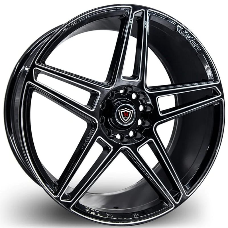 18x9 marquee m3764 gloss black milled 5x112 5x4.5/114.3 35mm
