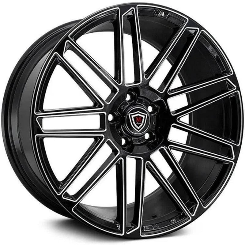 19x9.5 marquee m3767 gloss black milled 5x112 38mm