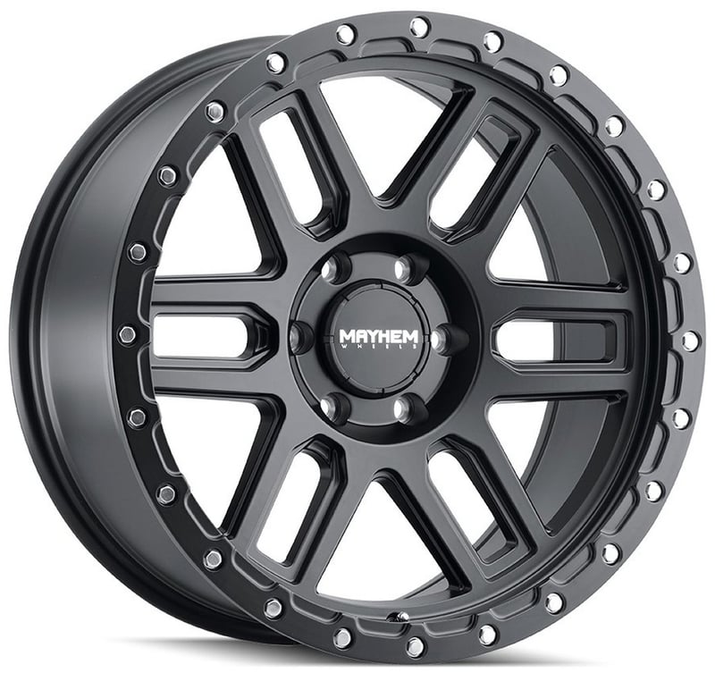 17x9 mayhem delta 8304 matte black w/ matte black lip 6x5.5/139.7 0mm