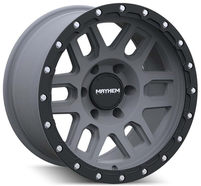 20x9 mayhem delta 8304 matte gunmetal w/ matte black lip 5x5/127 -12mm