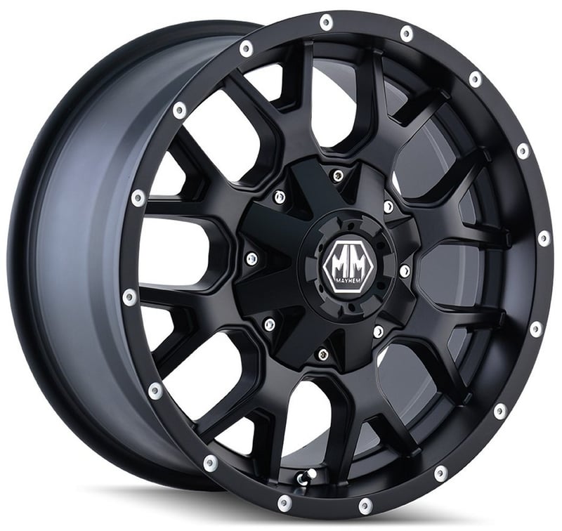 17x9 mayhem warrior 8015mb matte black 5x4.5/114.3 5x5/127 18mm