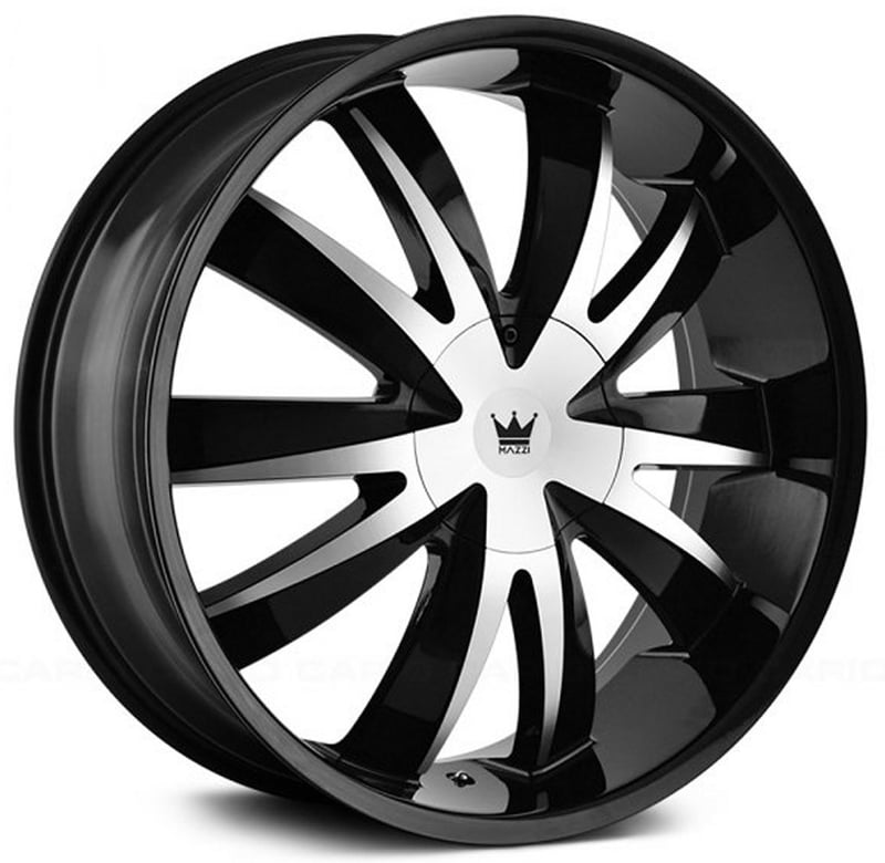 (clearance - no returns) 22x8.5 mazzi edge 337 gloss black w/ machined face 5x112 5x120 35mm