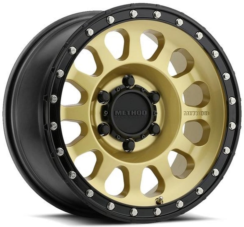 17x8.5 method race mr315 gold w/ black street lock lip 6x5.5/139.7 0mm