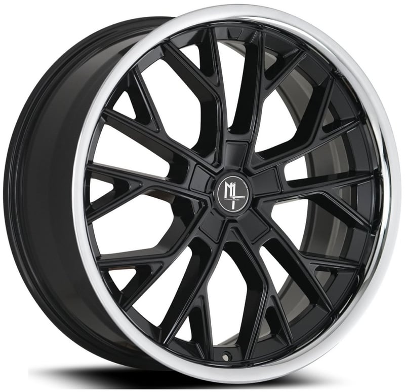 20x8.5 modern luxury mlf15 gloss black w/ chrome ssl (flow formed) 5x112 35mm