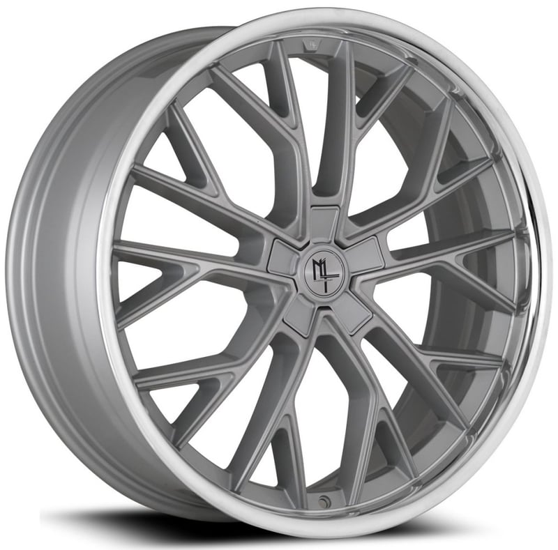 18x8 modern luxury mlf15 brushed silver w/ chrome ssl (flow formed) 5x4.5/114.3 35mm