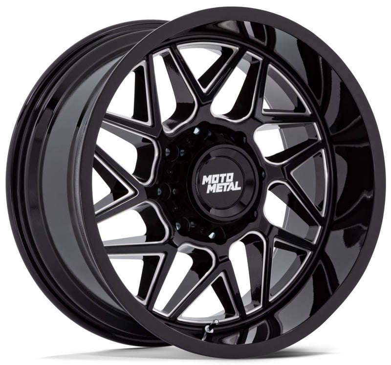 (clearance - no returns) 20x9 moto metal mo812 turbine gloss black milled 6x5.5/139.7 20mm