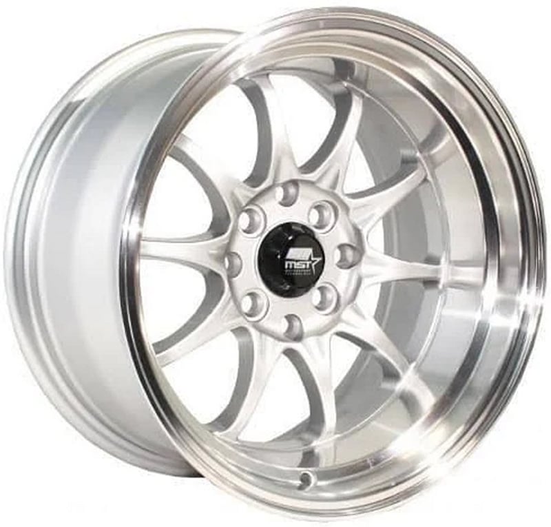 15x8 mst mt11 silver w/ machined lip 4x100 4x4.5/114.3 0mm