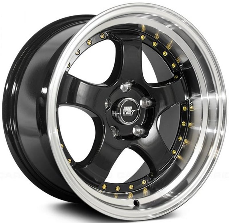 MST MT07 Gloss Black w/ Machined Lip Gold Rivets
