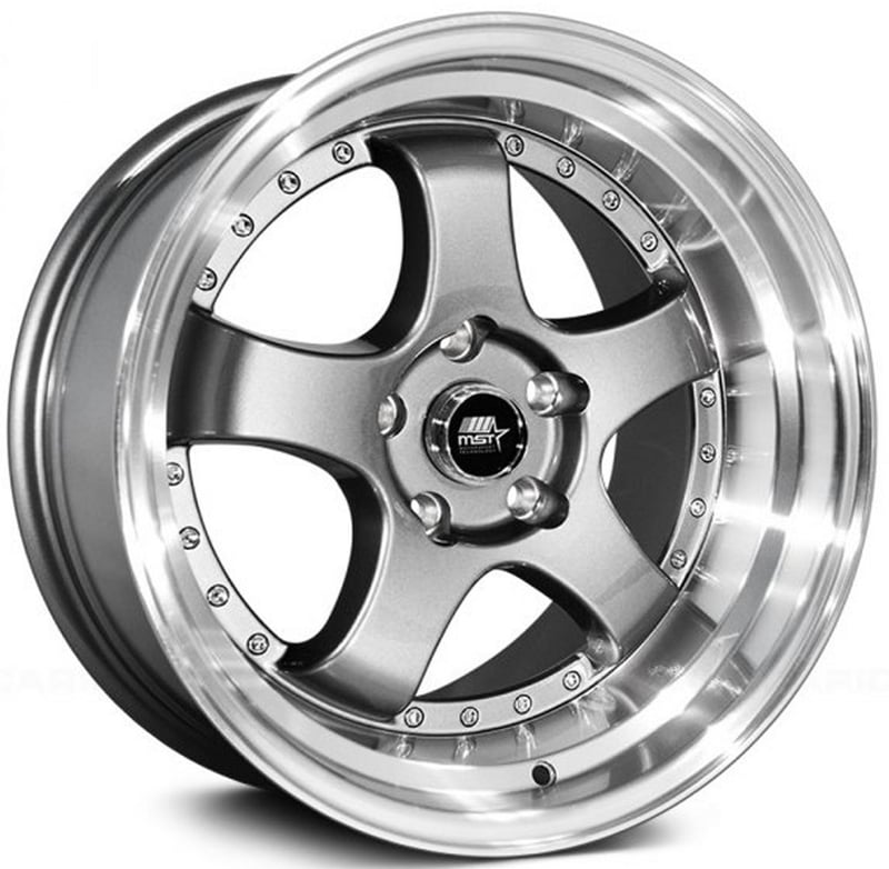 17x9 mst mt07 gunmetal w/ machined lip 5x4.5/114.3 20mm