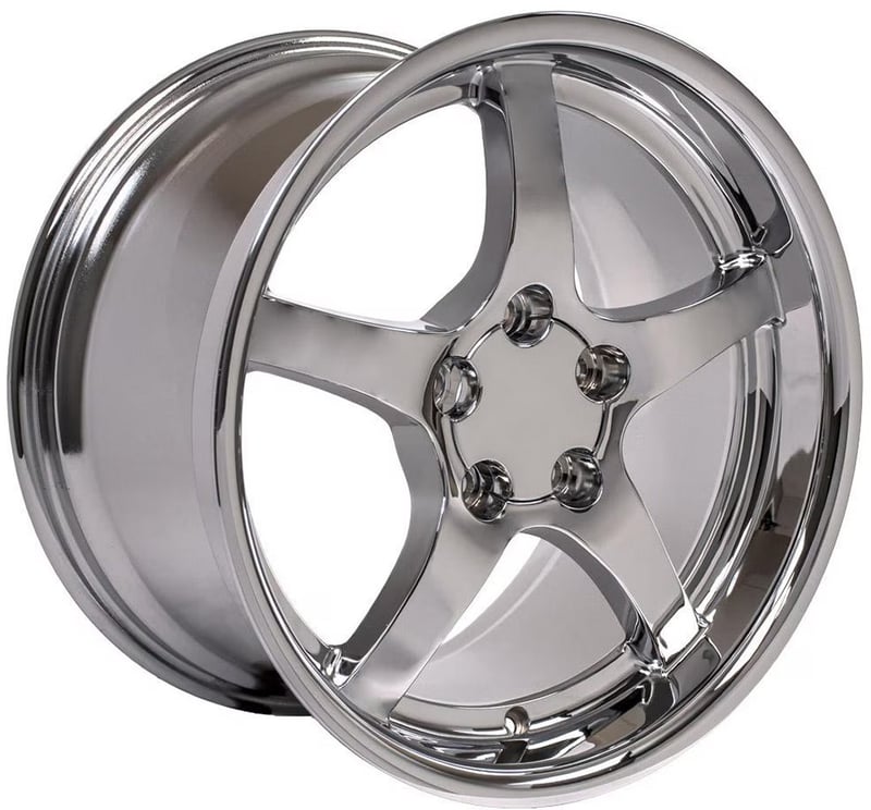 18x9.5 oe replica corvette c5 cv05 chrome 5x4.75/120.7 54mm