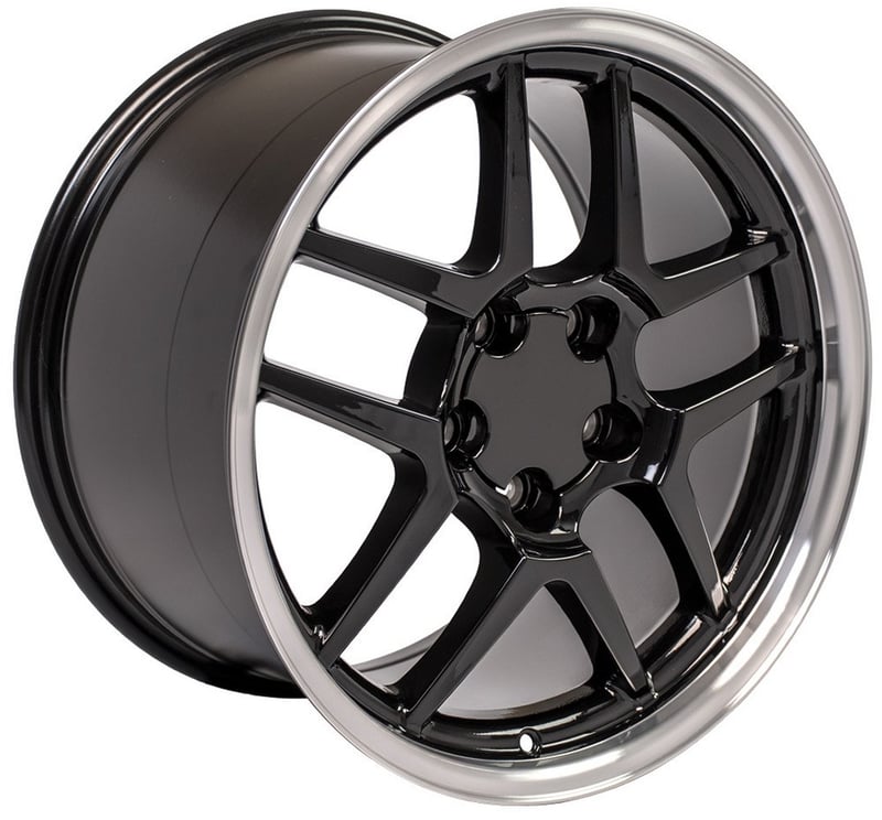 18x10.5 oe replica corvette c5 z06 cv04 gloss black machined lip 5x4.75/120.7 56mm