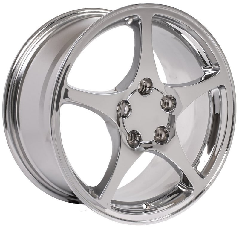 18x9.5 oe replica corvette c5 cv05 chrome 5x4.75/120.7 65mm