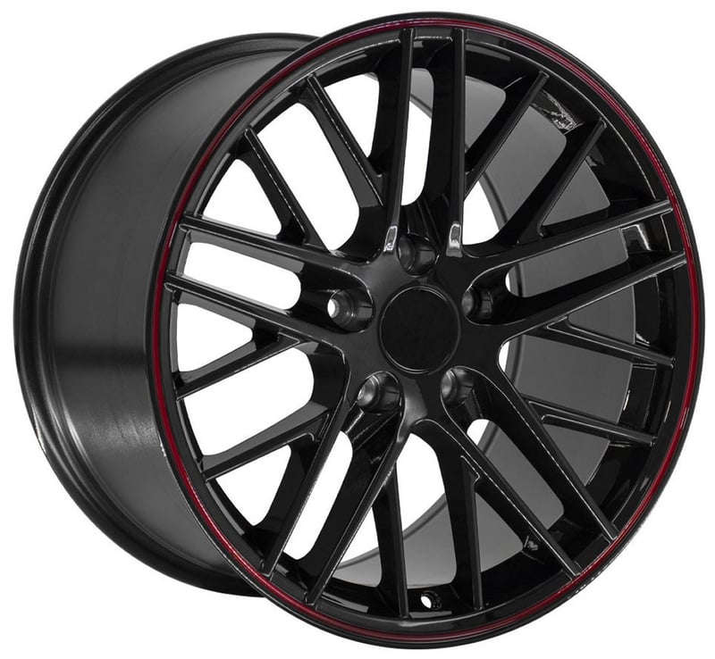 18x8.5 oe replica corvette c6 zr1 cv08 gloss black w/ redline 5x4.75/120.7 56mm