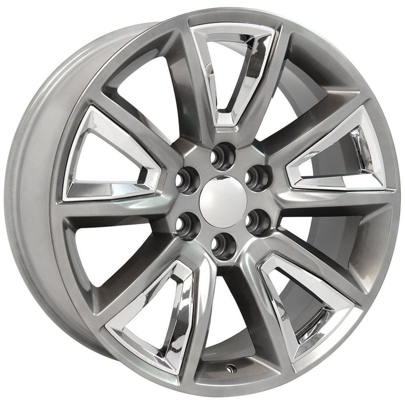 22x9 oe replica chevrolet tahoe cv73 hyper black w/ chrome 6x5.5/139.7 24mm