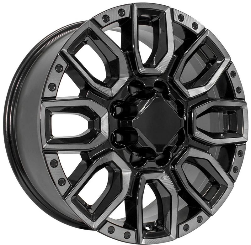 20x8.5 oe replica gmc sierra 2500/3500 cv97 gloss black milled & tinted 8x6.5/165 12mm