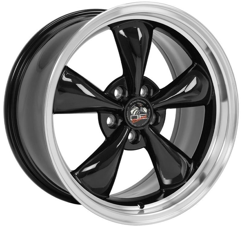 17x9 oe replica ford mustang bullitt fr01 gloss black w/ machined lip 5x4.5/114.3 24mm