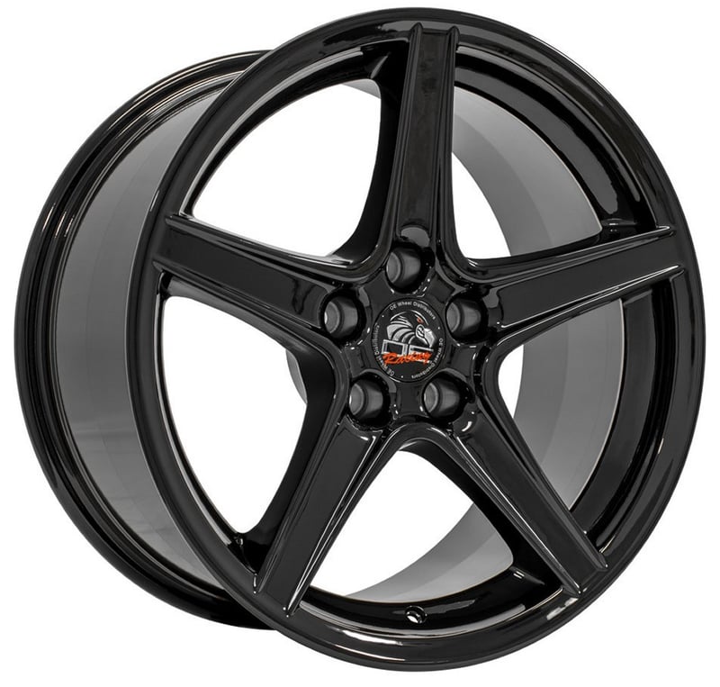 18x9 oe replica ford mustang saleen fr06 gloss black 5x4.5/114.3 24mm