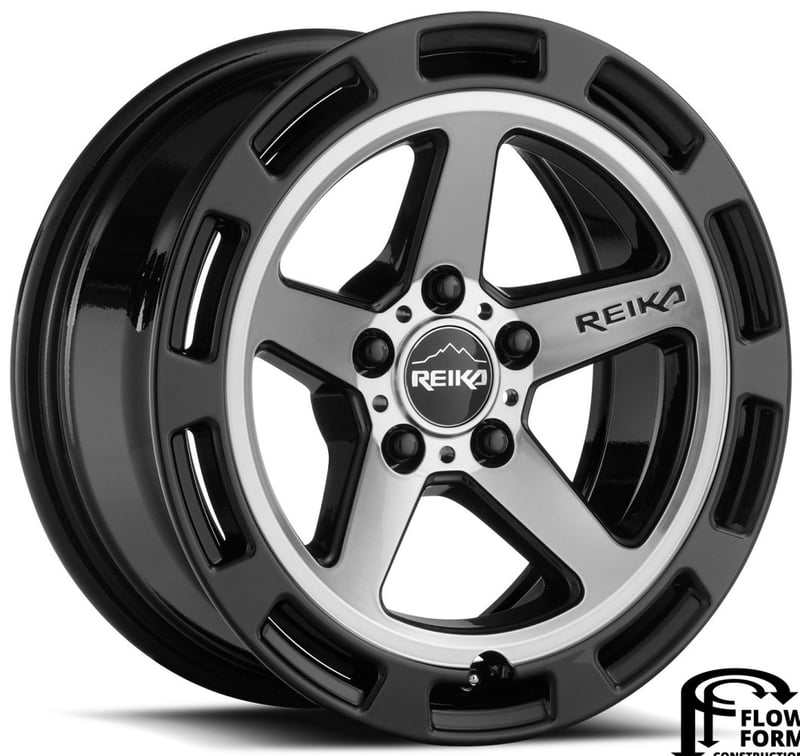 (clearance - no returns) 17x8 reika r20 teton gloss black machine face 5x4.5/114.3 38mm