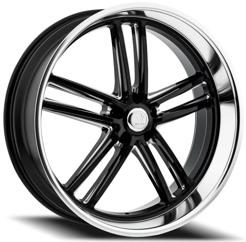 24x9 resto r103 maverick gloss black milled window diamond cut lip 5x5/127 1mm