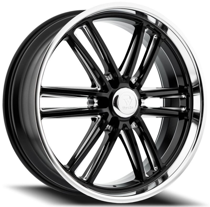 24x9 resto r103 maverick gloss black milled window diamond cut lip 6x5.5/139.7 25mm